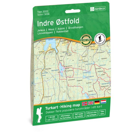 Indre Østfold Topo 3000 Hiking map