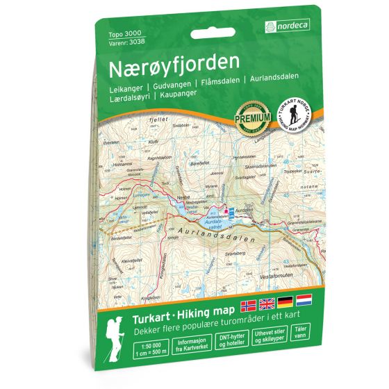 Nærøyfjorden Topo 3000 Hiking map