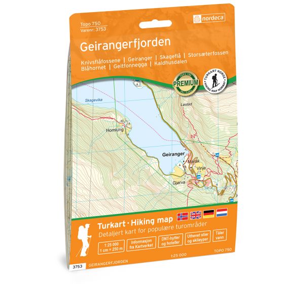Forside av Geirangerfjorden 1:25 000 kart