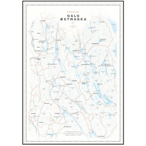 Sykkelkart Østmarka - Veggkart