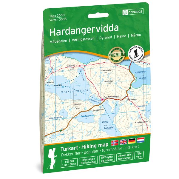 Forside av Hardangervidda 1:50 000 kart