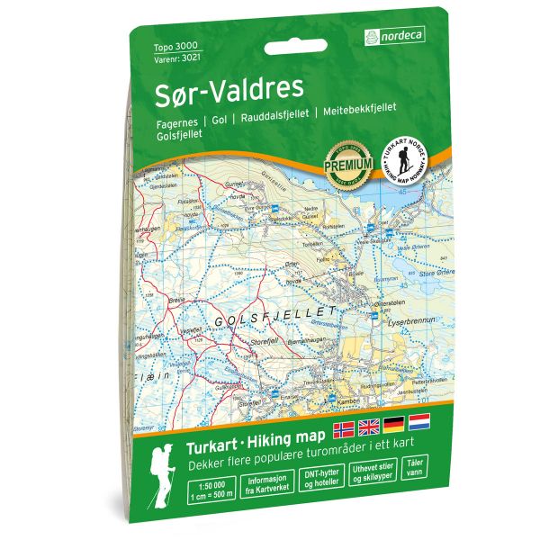 Forside av Sør-Valdres 1:50 000 kart
