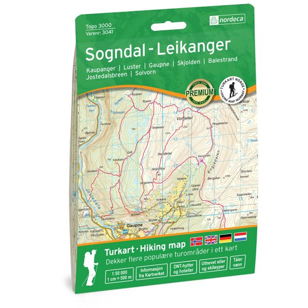 Sogndal - Leikanger Topo 3000 Hiking map