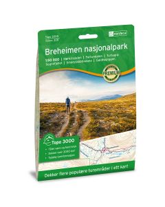 Forside av Breheimen Nasjonalpark 1:50 000 kart
